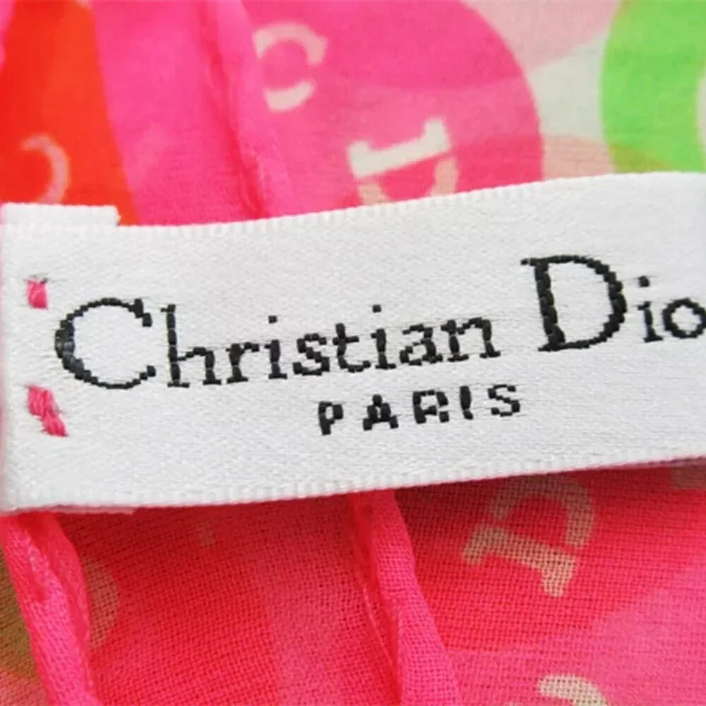 Dior Scarf CD Smile Pink-orange Silk Authentic Used